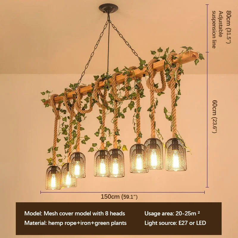 BRIGHT American Country Pendant Lamp Retro Creativity Plant Music Restaurant Cashier Counter Bar Cafe Milk Tea Shop Chandelier