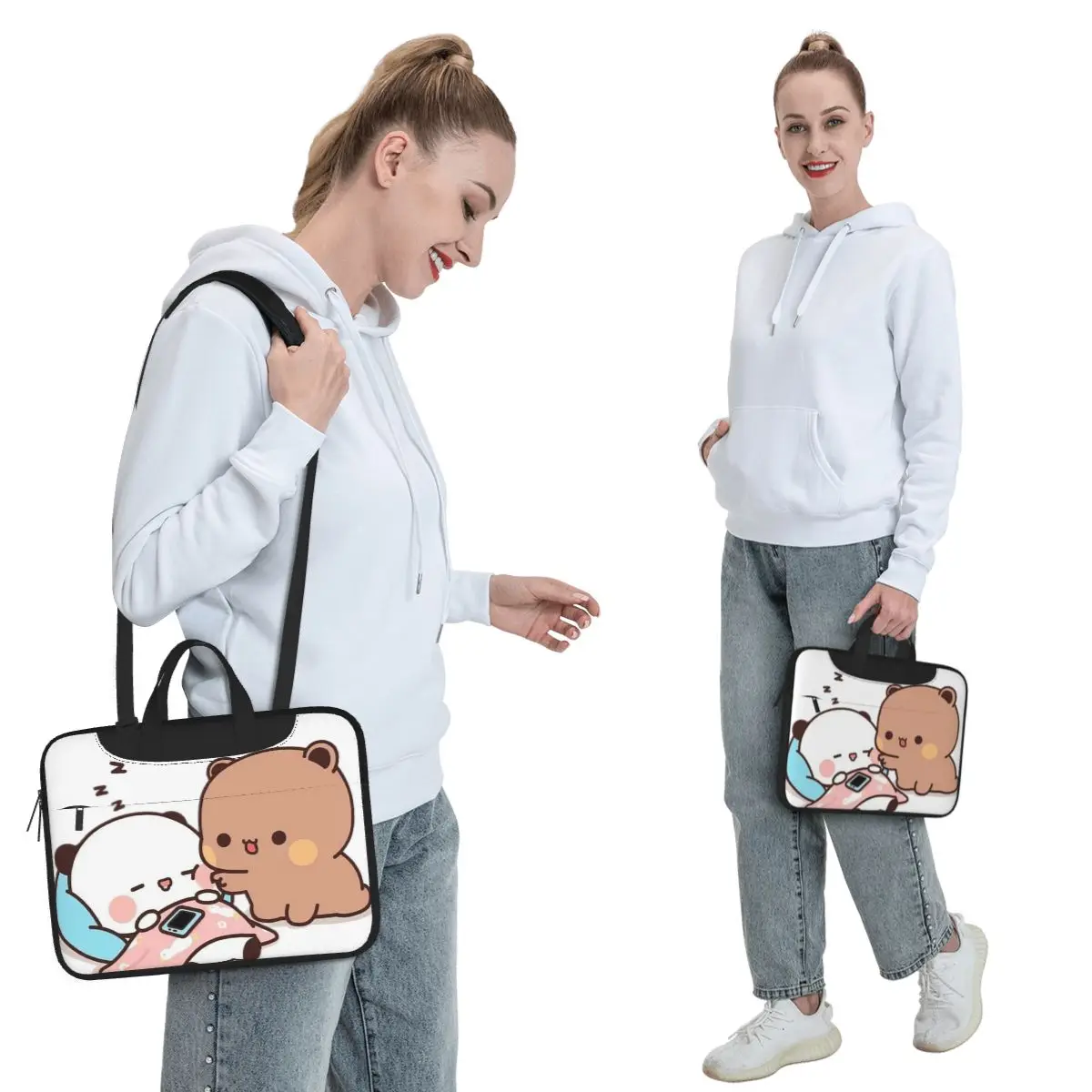 Peach And Goma Bubu Dudu Balloon Crossbody Laptop Bag Case  Resistant Protective Notebook Pouch for Macbook Pro Lenovo