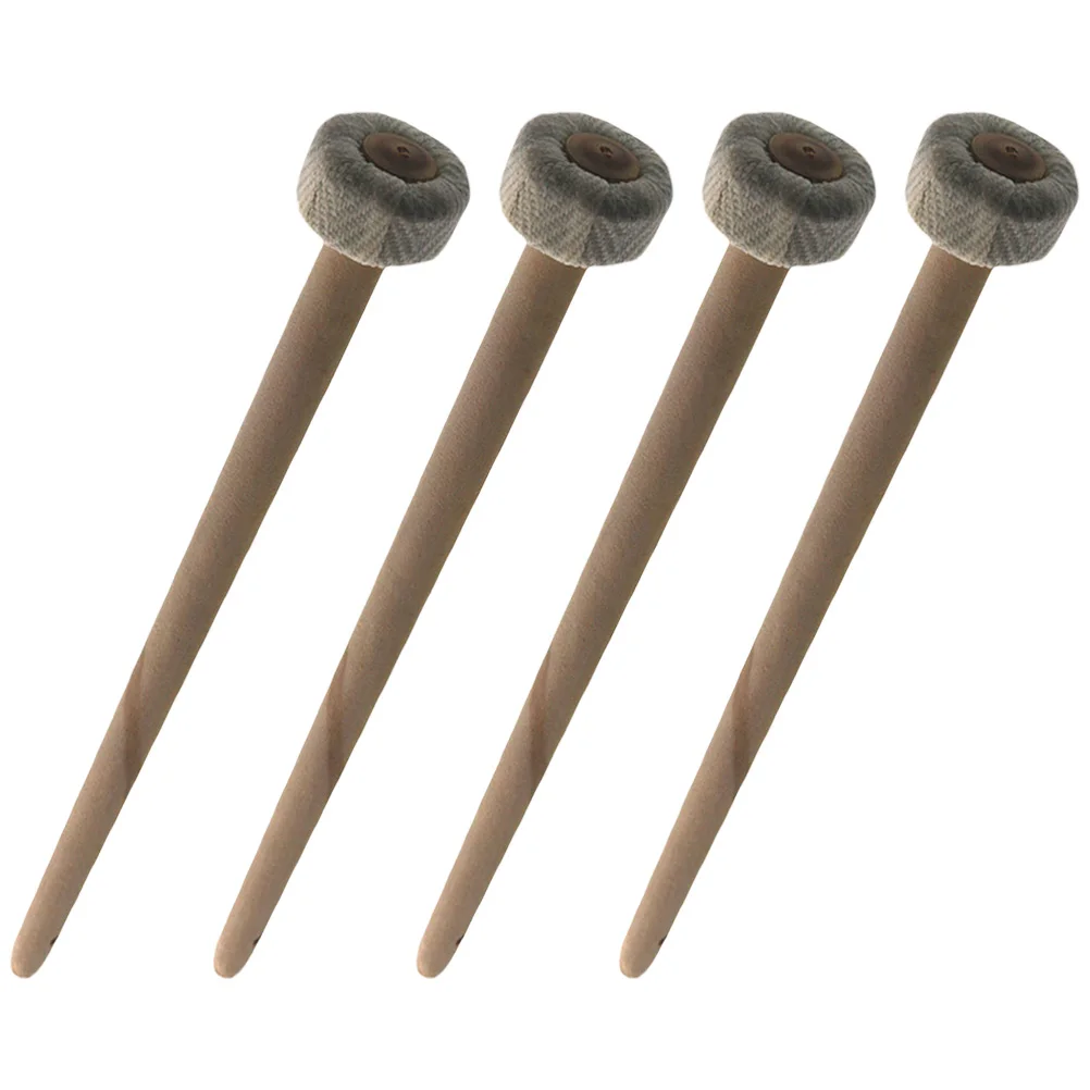 

4 Pcs Gongs and Drumsticks for Percussion Hammer Instrument Wood Mallet Cotton Linen