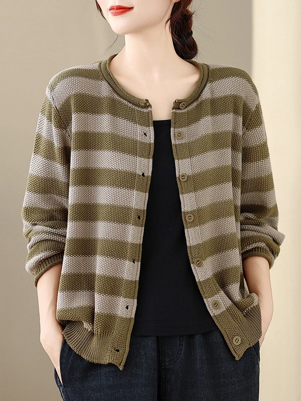 

Осень-зима 2021, свободный крой, полосатый длинный вязаный открытый кардиган, цветной блуз, утягивающий свитер, верхняя одежда, женская мода