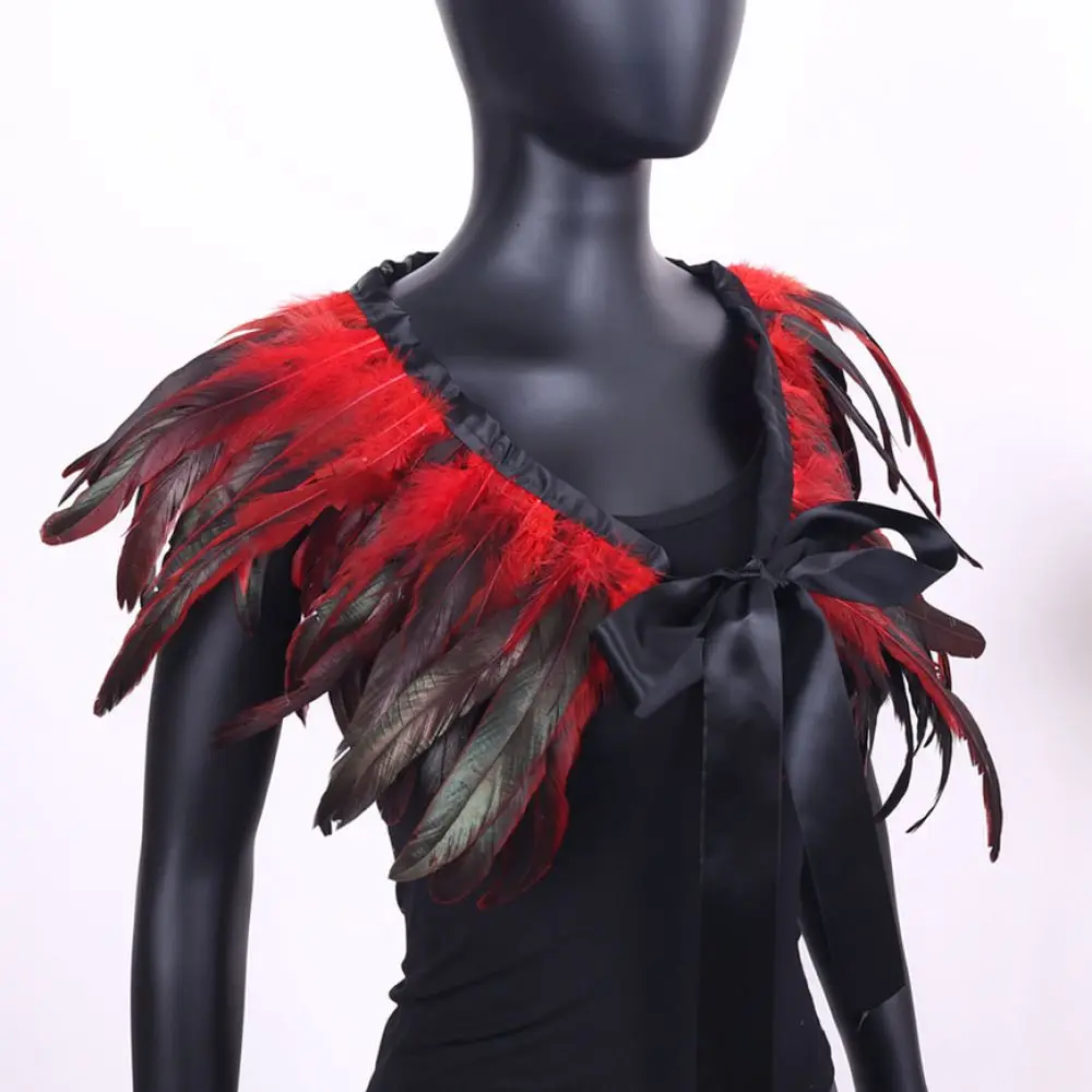 Soft Feather Shawl Cape Gothic Shrug Wrap For Halloween Masquerade Performance Costume Festive Party Decoration Accessories