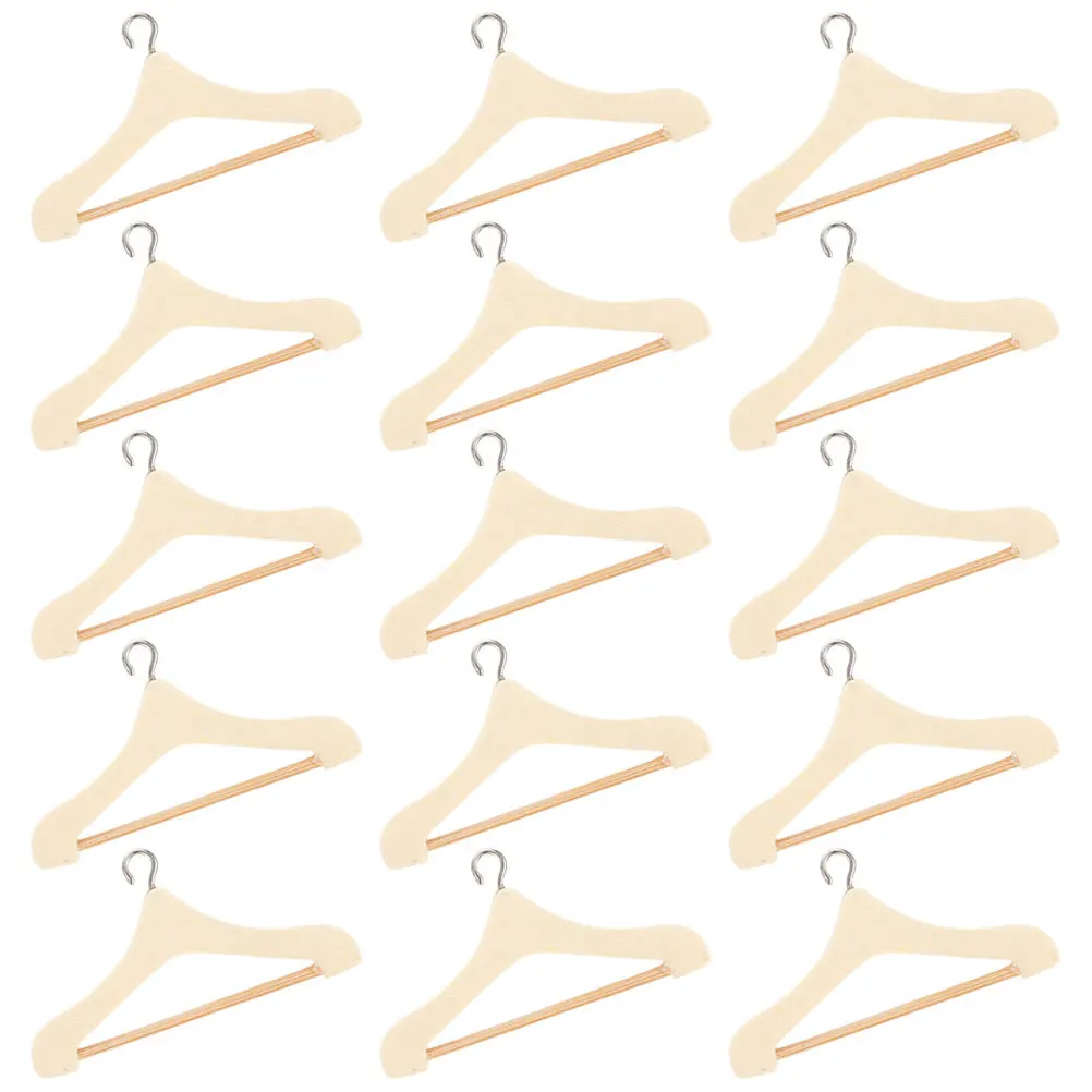 

15Pcs Mini Clothes Hangers Exquisite Miniature Wood Hangers for Mini House Wardrobe Hanging Clothes Rack Small Hanging