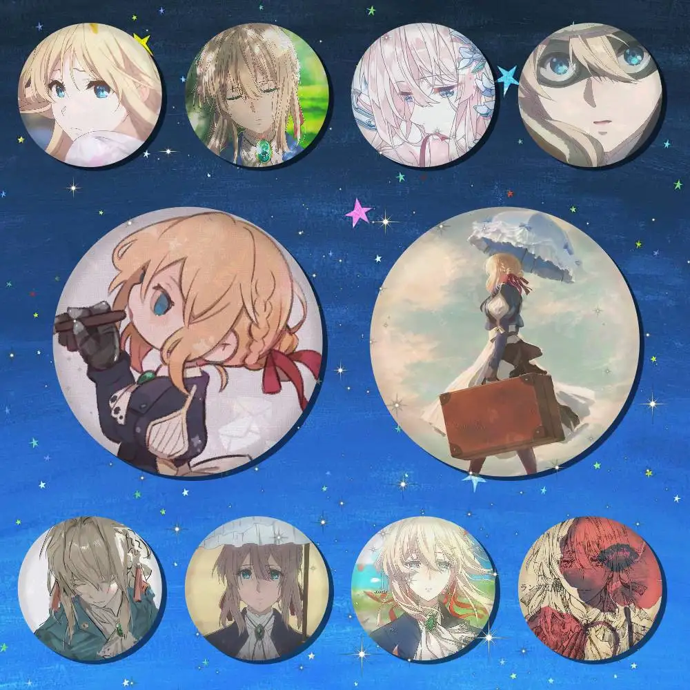 A-V-Violet E-Evergarden Tinplate Brooch Figure Icon Badge Handmade Brooches For Backpack Clothes Decoration