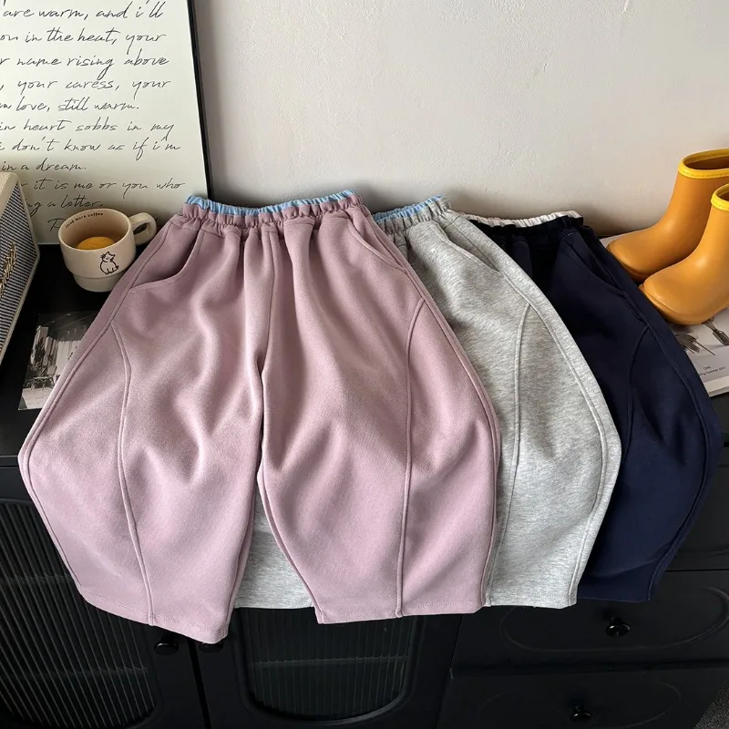 UNITIM Frühling Herbst 2-14 Jahre Kinder Mädchen Jogginghose Locker Sitzende Einfarbige Hose mit Elastischem Bund Kleinkind Jungen Sporthose
