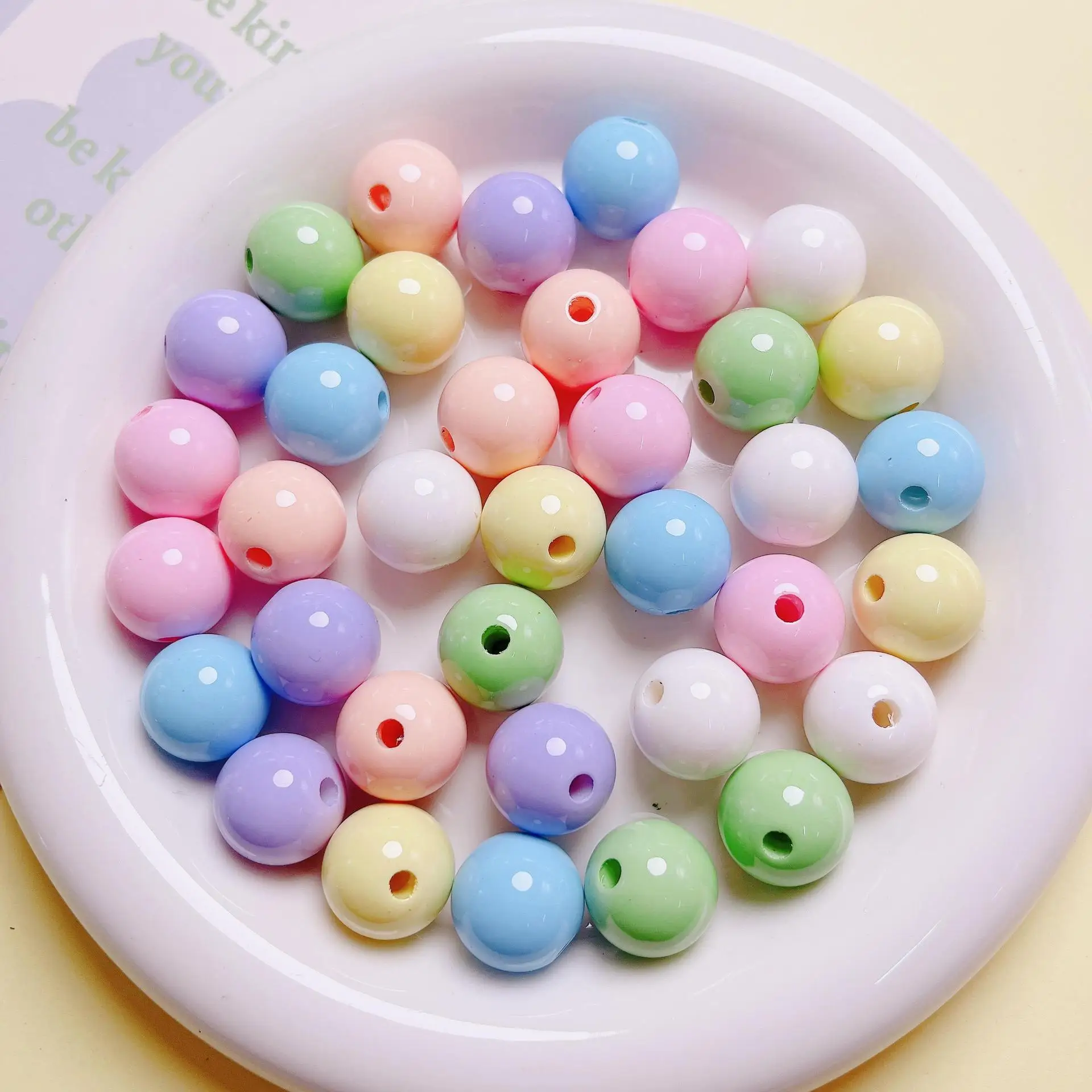 Fresh New Pastel Baby Pink Colors Round Gumball Acrylic Jewelry Pearl Beads 100pcs 16mm Plastic Necklace Bracelet Earring Making