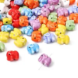 10PCS Glazed Cute Elephant Ceramic Beads Loose Spacer Beads For Jewelry Making DIY Bracelet Necklace Accessories