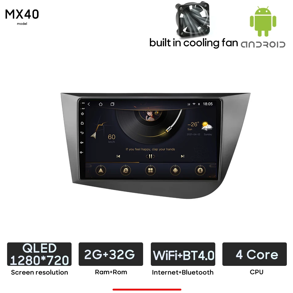 Android 15 Auto Multimedia Speler Voor Seat Leon 2 MK2 2005-2012 Radio Video Head Unit Draadloze CarPlay Auto navigatie GPS 2Din