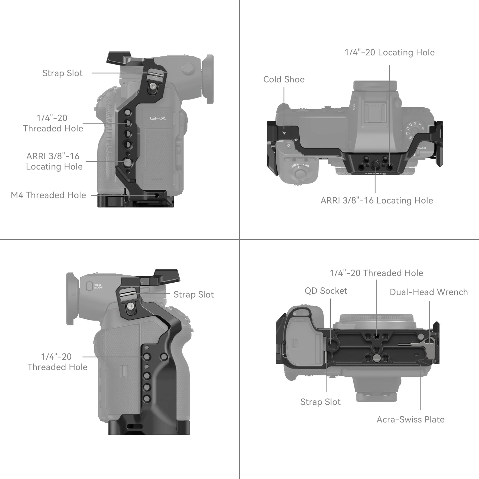 SmallRig Cage Kit for FUJIFILM GFX100 II Arca Swiss Quick-Release Plate for Arca-type tripods for DJI RS 2 /RS 3 Pro Gimbals