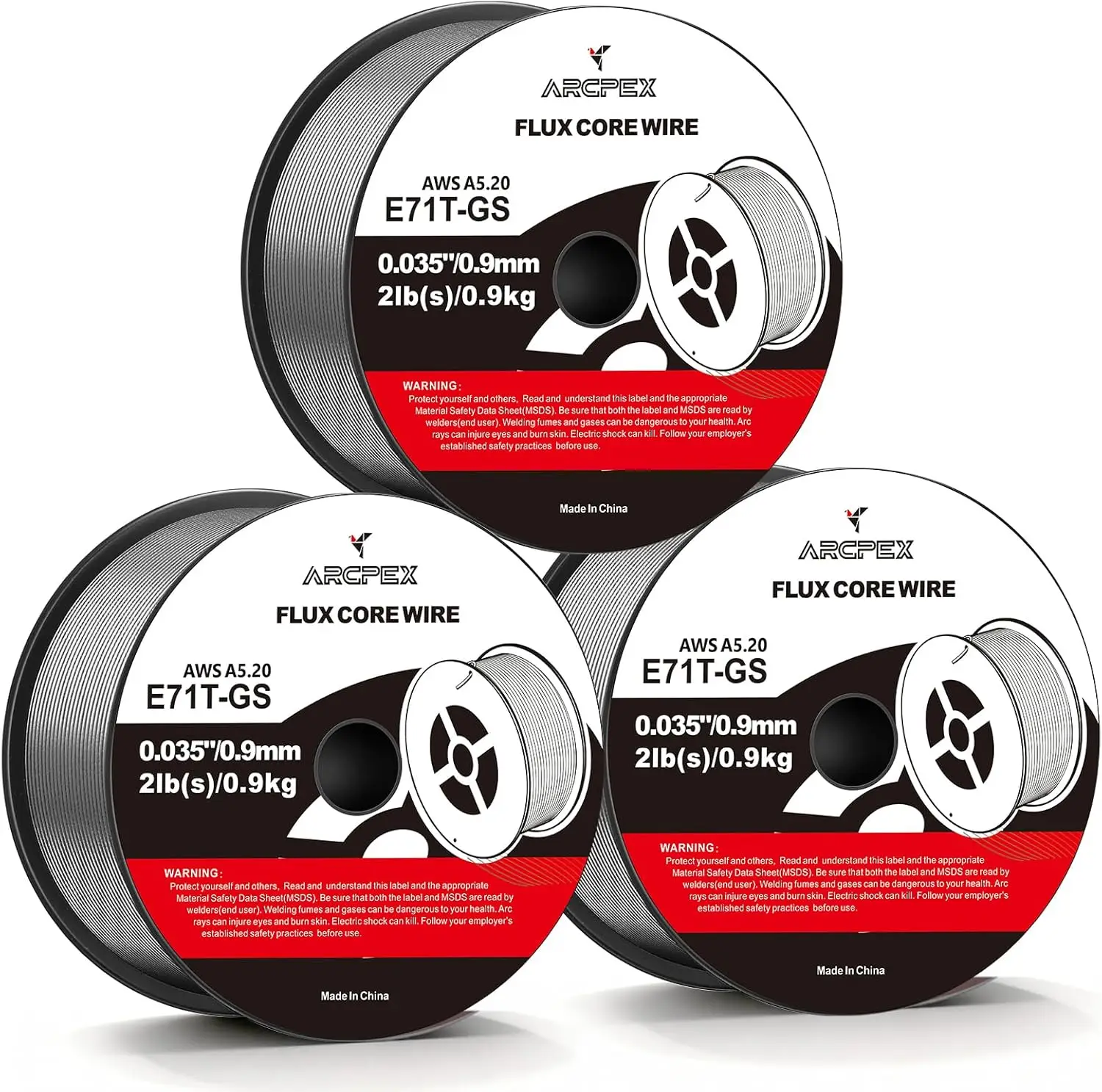

Сварочная проволока Flux Core E71T-GS .035, безгазовая MIG-проволока, катушка 2 фунта, низкоуглеродистая сталь, без искр, плавная подача (3 упаковки)