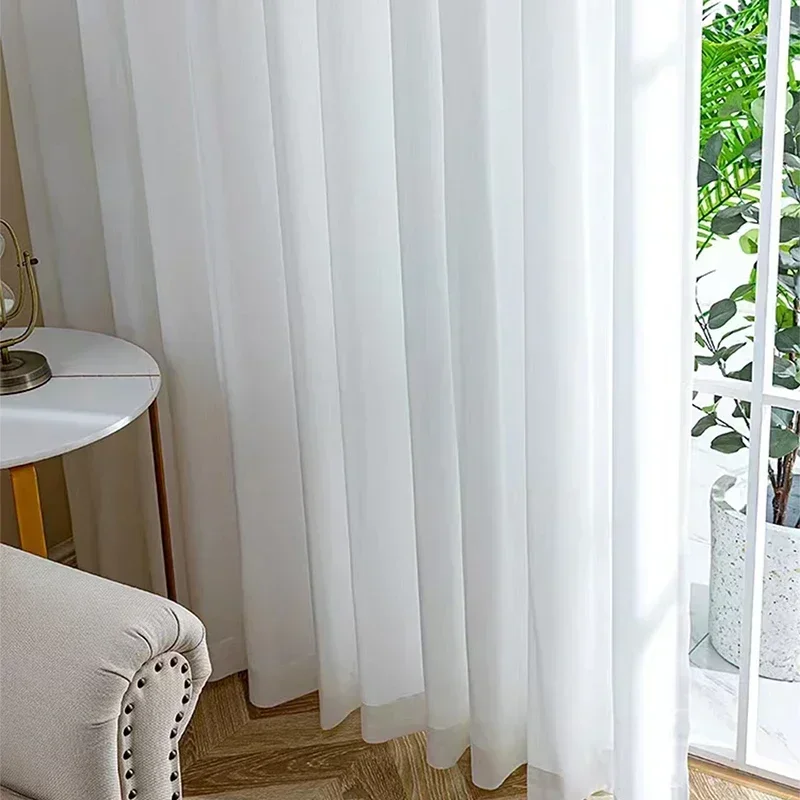 Chiffon Window Curtains For Bedroom Villa Opaque Drapes Living Room Decoration White Tulle High Quality Thick Yarn Luxury