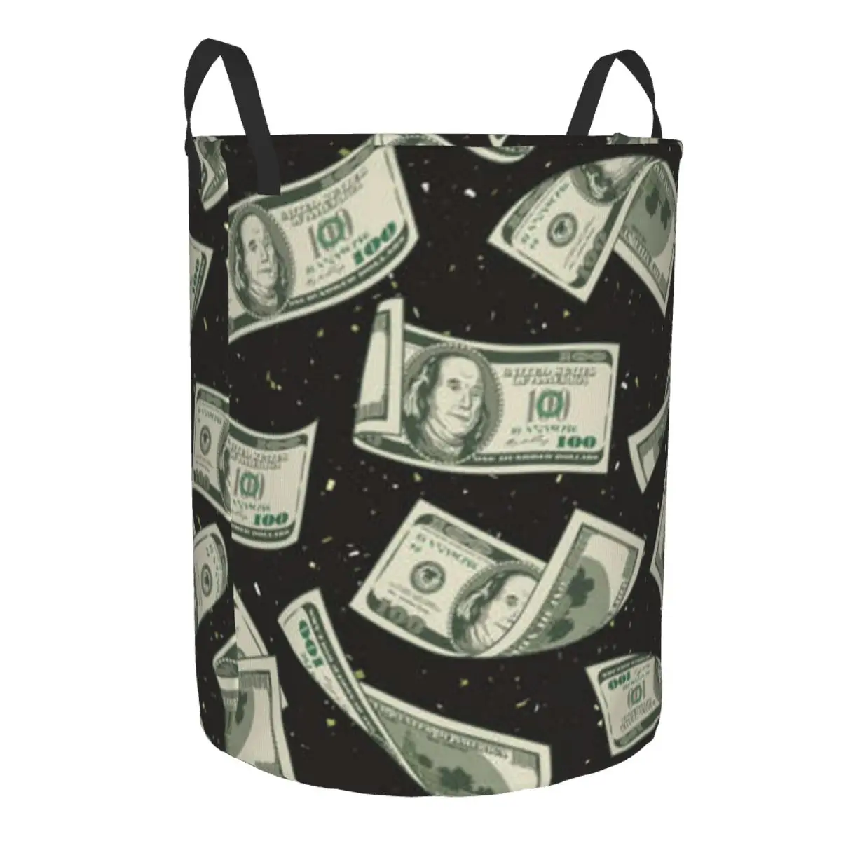 Folding Laundry Basket One Hundred US Dollar Bills Pattern Dirty Clothes Storage Bucket Wardrobe Clothing Organizer Hamper