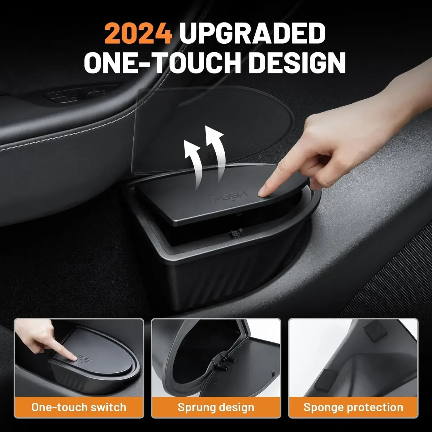 Door Trash Can for Tesla Model Y 2018-2024 Side Door Storage Box Organizer with Push-to-Open Lid  Front Seat Car Garbage Can Bin