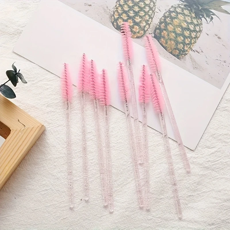 50 Uds. Pincel para rímel desechable, herramienta de maquillaje para extensión de rímel, color negro, rosa y blanco