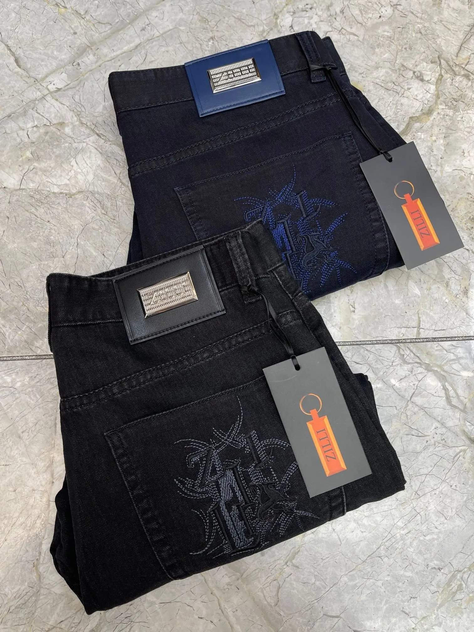 

BLSK CPRT Jeans Thin Cotton Men 2026 Spring Summer new straight embroidery comfortable zipper business Big size 29-42 long Pants