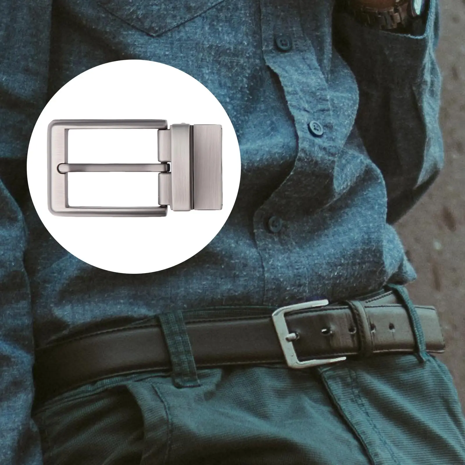 Metal Center Bar Pin Buckles para homens, fivela de cinto retangular, acessórios do cinto