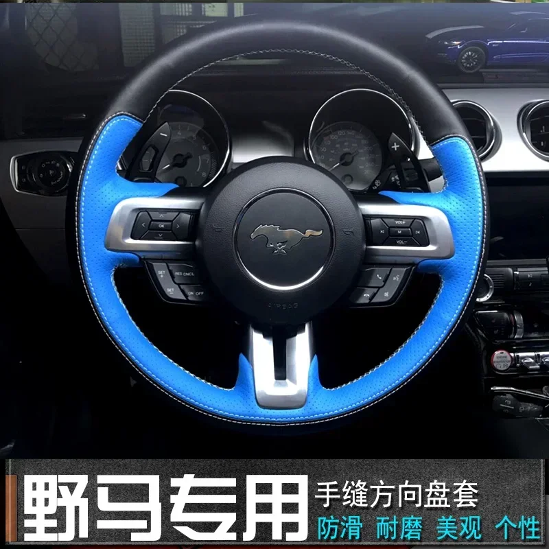 

Для Ford Mustang 2015-20 ручная прошивка противоскользящая замшевая кожа чехол на руль «сделай сам»