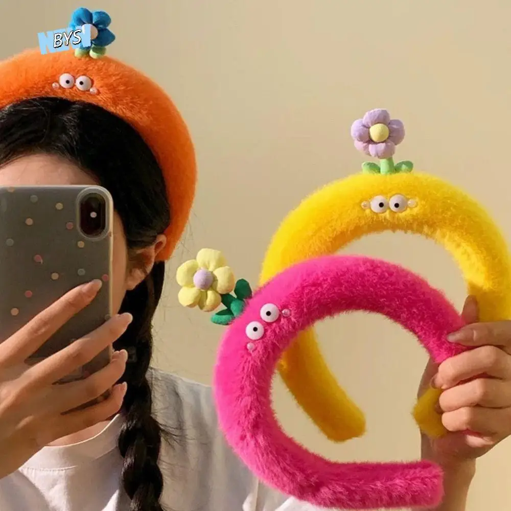 

Fashion Cartoon Plush Hairband Candy Color Headwear Flower Headband Korean Style Hair Accessories Funny Hair Hoop Children