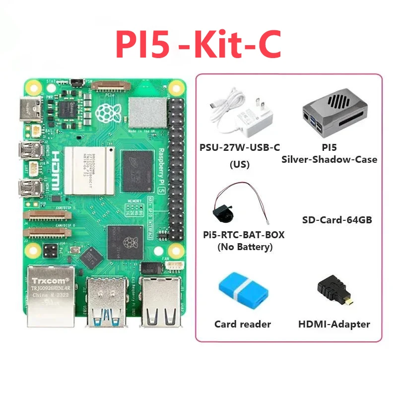 Raspberry Pi 5 موديل أصلي ، ذاكرة رام 4 جيجابايت ، خيار 8 جم ، رسمي