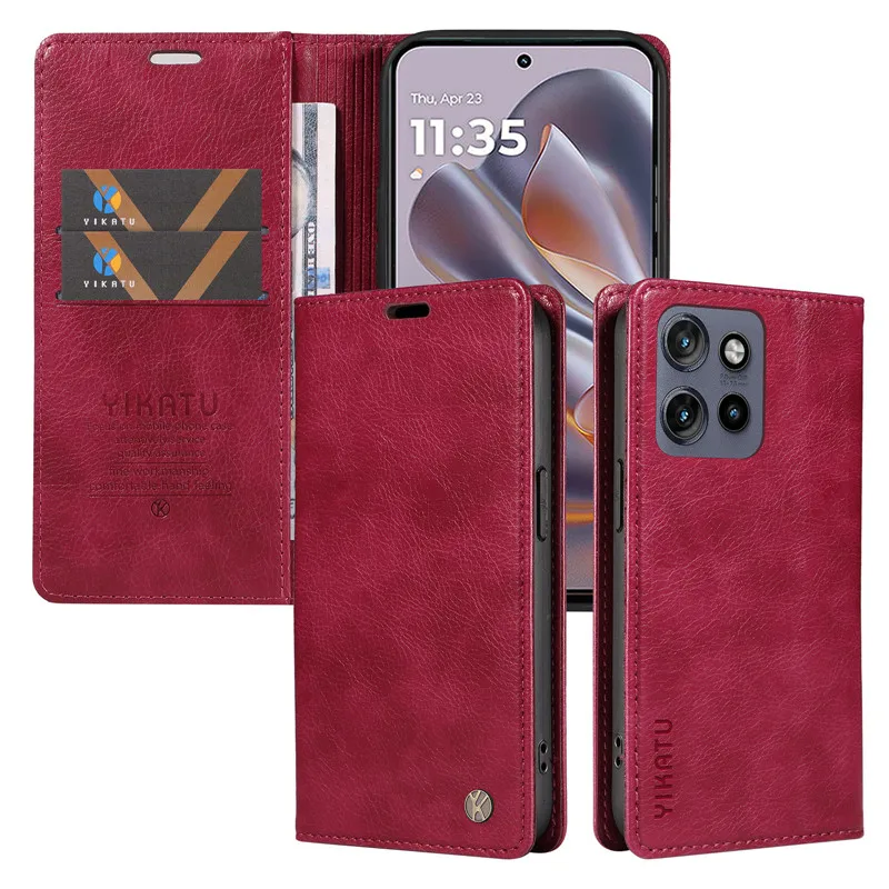 Casing dompet lipat magnetik kulit untuk Motorola MOTO Edge 50 Pro 40 Neo Fusion Ultra 5G penutup dudukan ponsel tahan guncangan Capa 2024