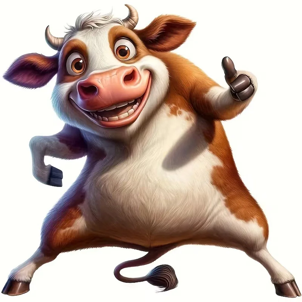 Fantasy Cow Self-Adhesive Vinyl Decal, Used for Car Windows, Bumper, Laptops, Waterproof Exterior Car Accessories