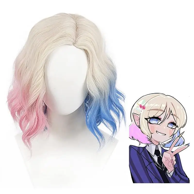 

Enid Sinclair-Inspired Short Synthetic Cosplay Wig Two Tone Highlight Full Head Wig for Party Halloween Carnival Wholesale