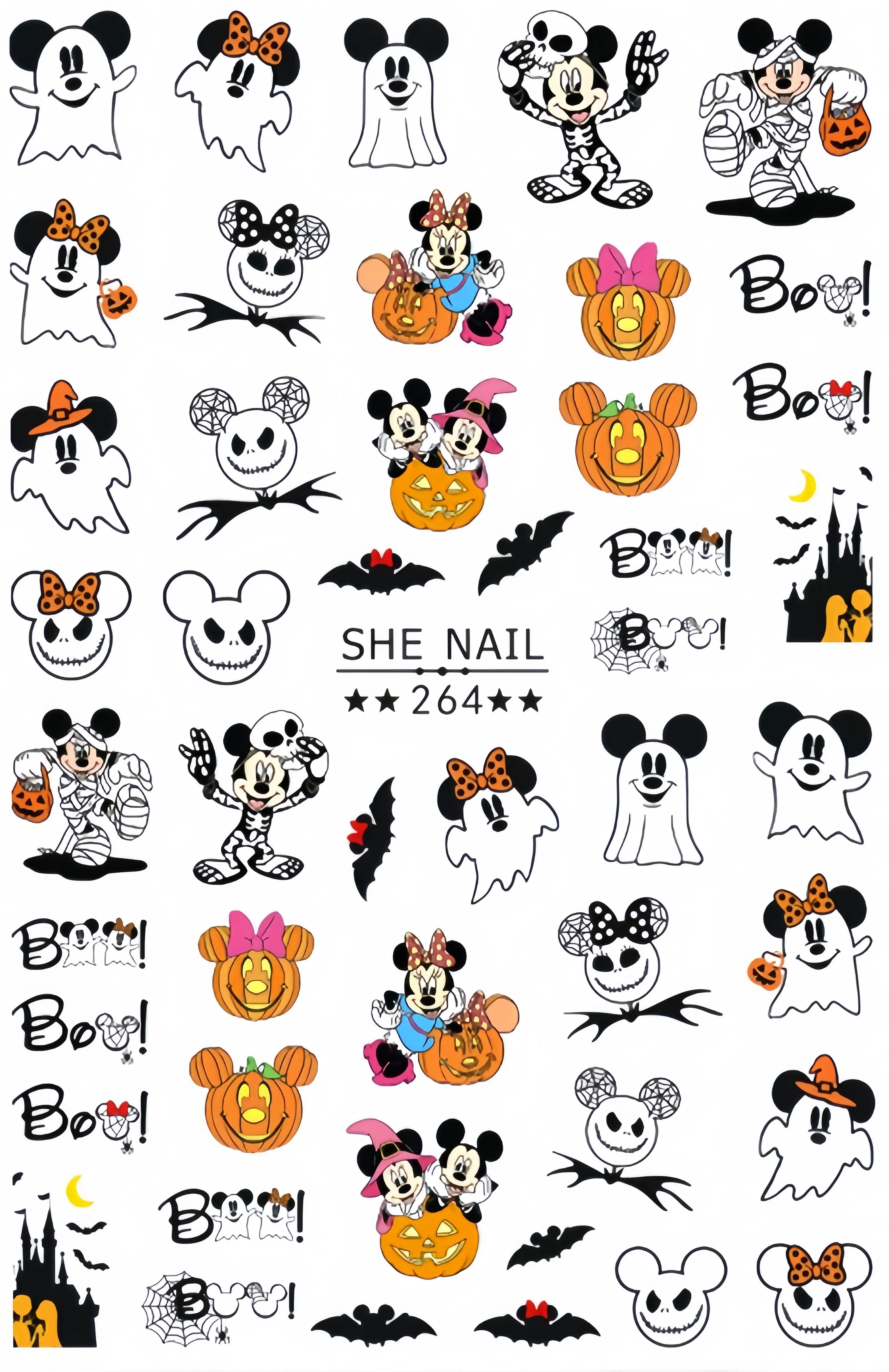 Disney halloween adesivos, brinquedo bonito, mickey e minnie, animação acessórios, 1 parte