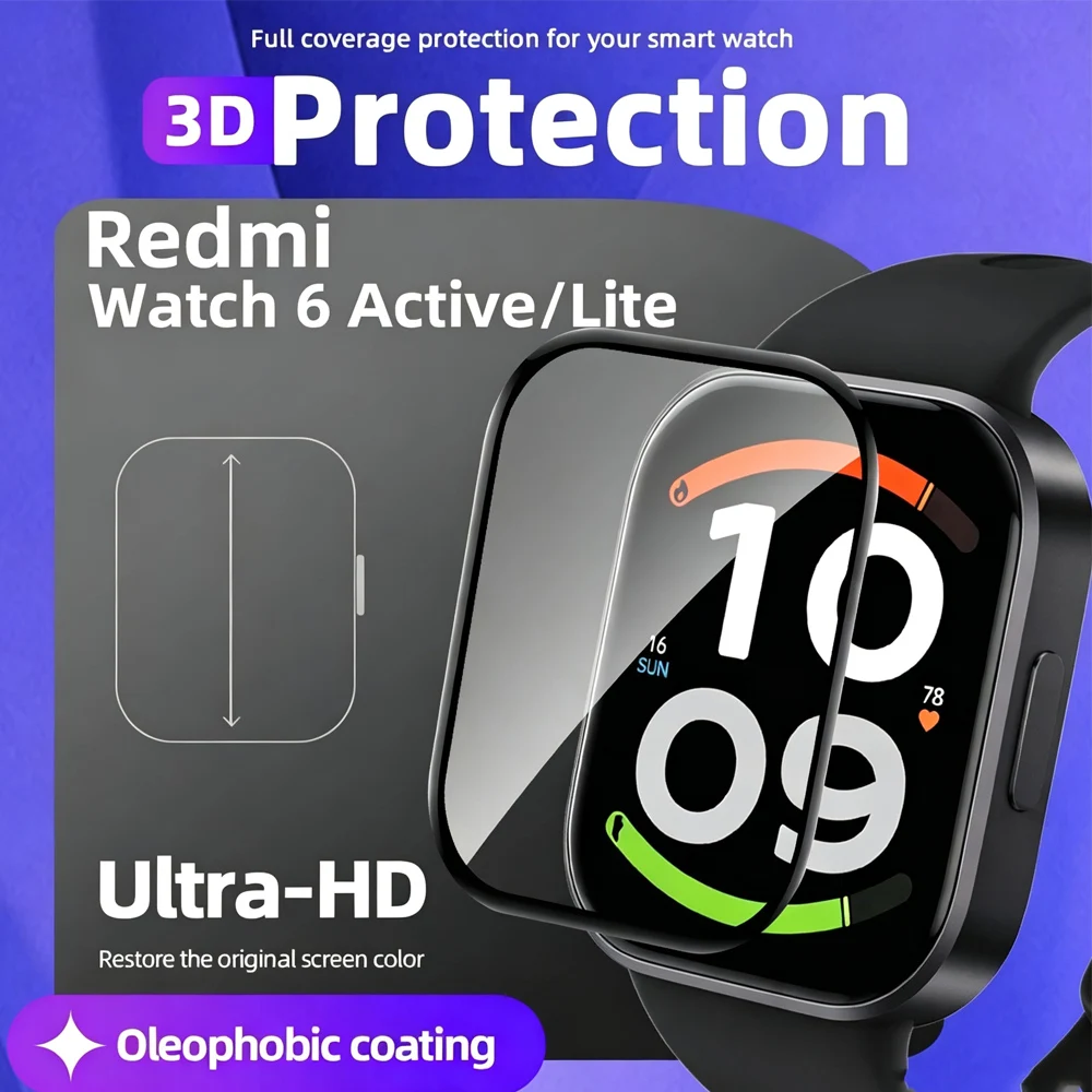 Screen Protector For Xiaomi Redmi Watch 6 Lite 3D Curved HD Anti-scratch Cover Full Coverage Protective Film Redmi Watch 6Active image 2