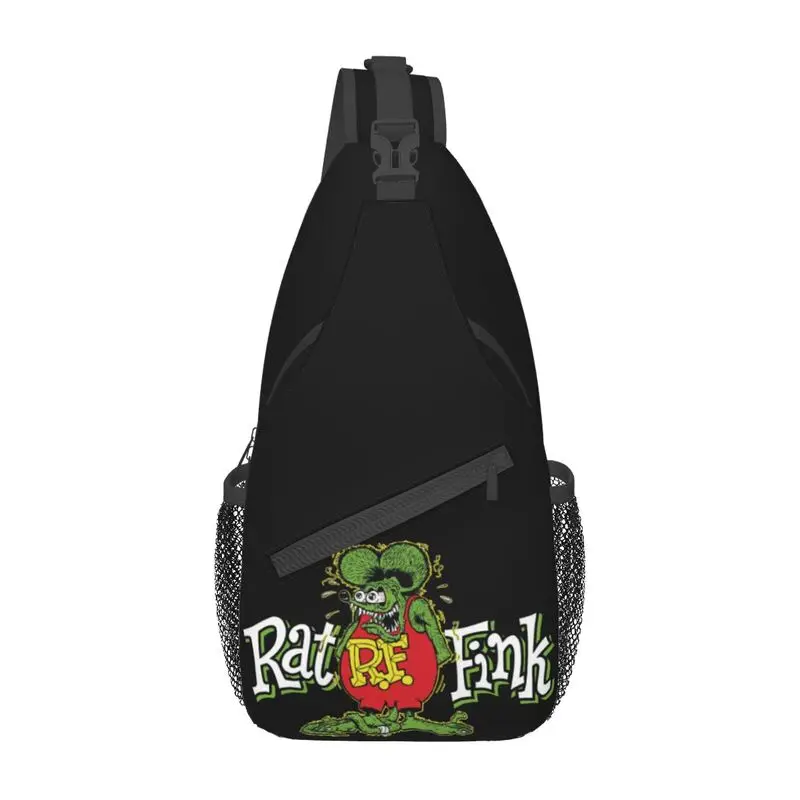 Casual Anime Cartoon Rat Fink Crossbody Sling Backpack Men Shoulder Chest Bags for Camping Biking