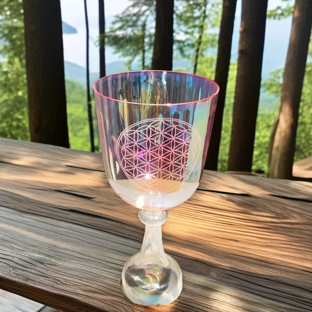 

Spiritual Healing Engraving Sound Quartz Grail Clear Color Life Flower Crystal Grail Bowls Sound Healing Therapy Sound Bowls