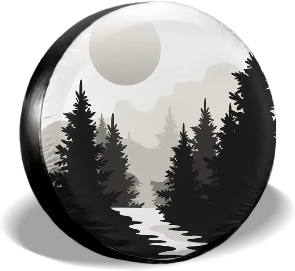 ABSOP Abstract Moon Spare Tire Cover Mountain Tree Waterproof Dust-Proof Universal Spare Wheel Tire Covers 16 Inch Fit for RV Tr