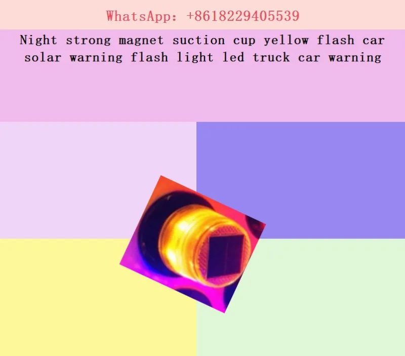 Night strong magnet suction cup yellow flash car solar warning flash light led truck car warning