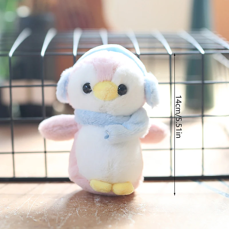 Sweet Cute Earphones Little Penguin Plush Doll Keychain Pendants Girly Bag Hanging Ornaments Stuffed Toy Kids Gifts