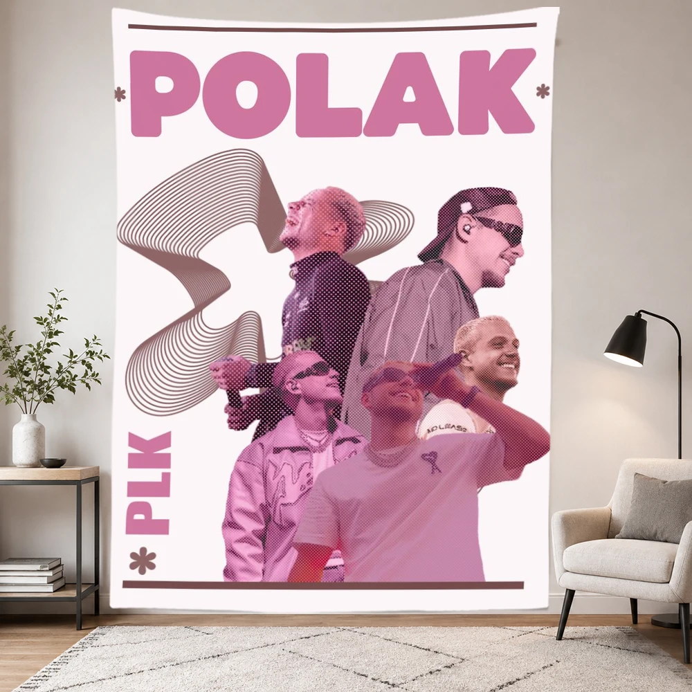 Pink PLK Polak Rapper Tapestry Wall Hanging French Hip Hop Singer Wall Cloth Bedroom Dorm Living Room Background Decor Music Fan