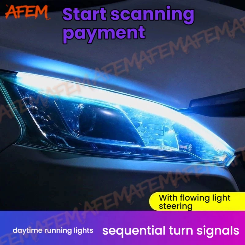12V Car DRL Daytime Running Light Start Scan Style Sequential Flowing Turn Signal Light Ultra-Thin LED For VW Polo 2017-2023