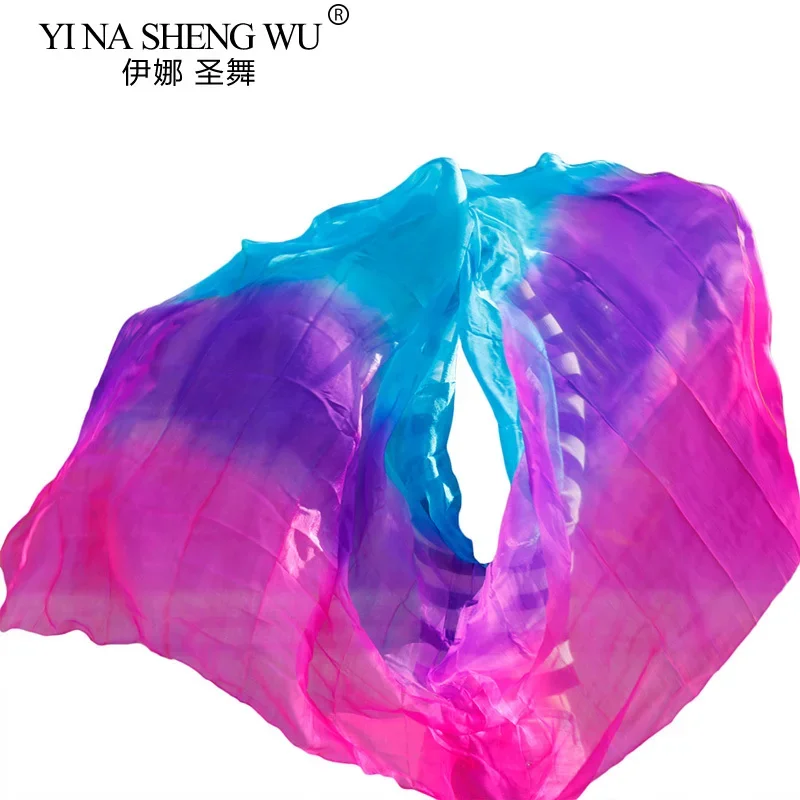 حجاب الرقص الشرقي 100% حجاب حريري مصنوع يدويًا حجاب ملون تدريجي شالات الرقص الشرقي أوشحة وجه مخصصة يدويا رمي وشاح حجاب #4