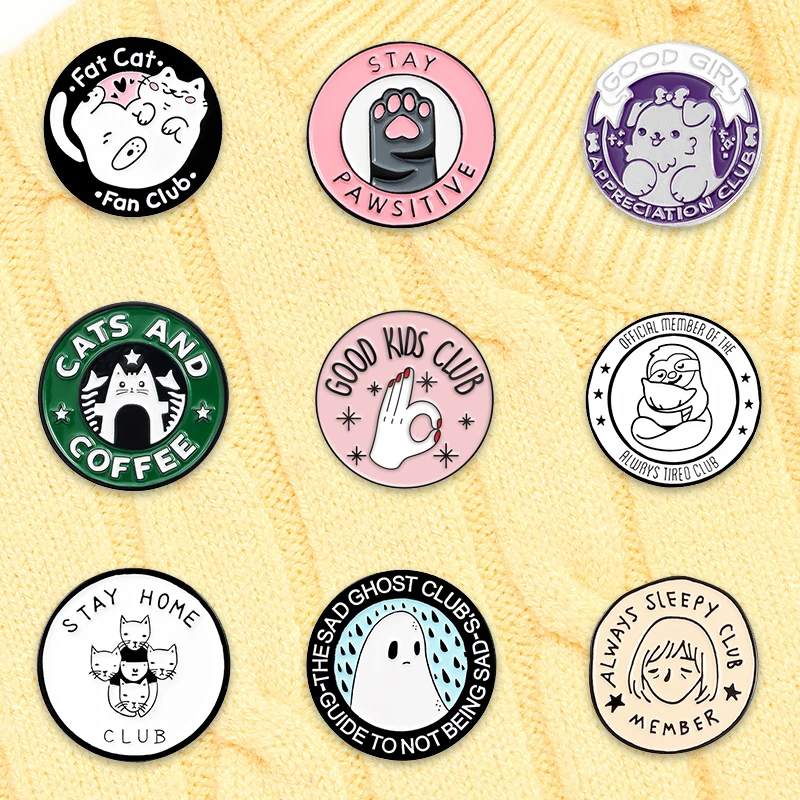 

Round Dog Cat Paw Enamel Pins Adorable Family Members Rose Coffee Pet Animal Jewelry Cute Custom Brooches Lapel For Friends Gift