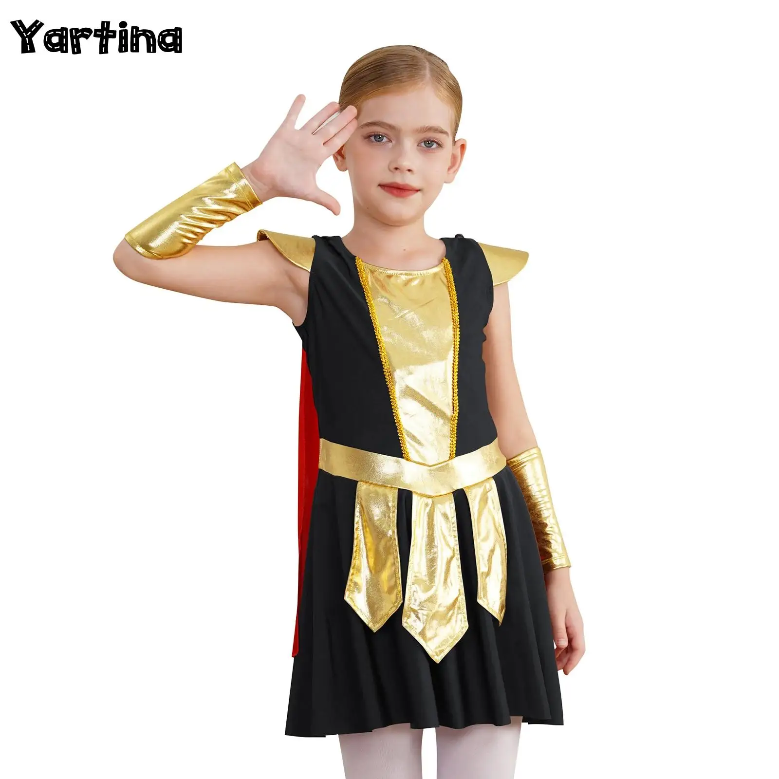 

Костюм Древнего римского воина для девочек на Хэллоуин, костюм средневекового солдата-гладиатора, исторический костюм для ролевых игр