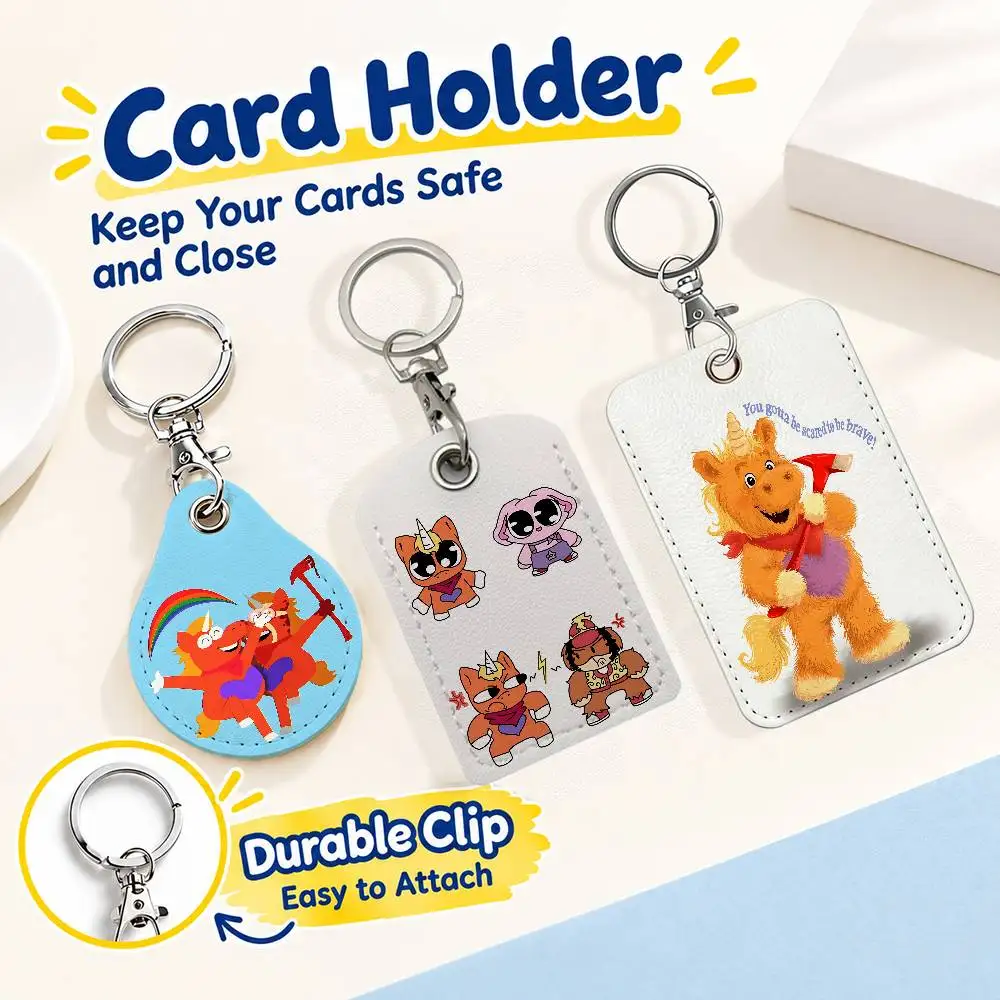 FOR Buddy the Unicorn Keychain Card Holder Leather Keeps ID Cash Keys Cards Ready for Work School Travel Daily Errands