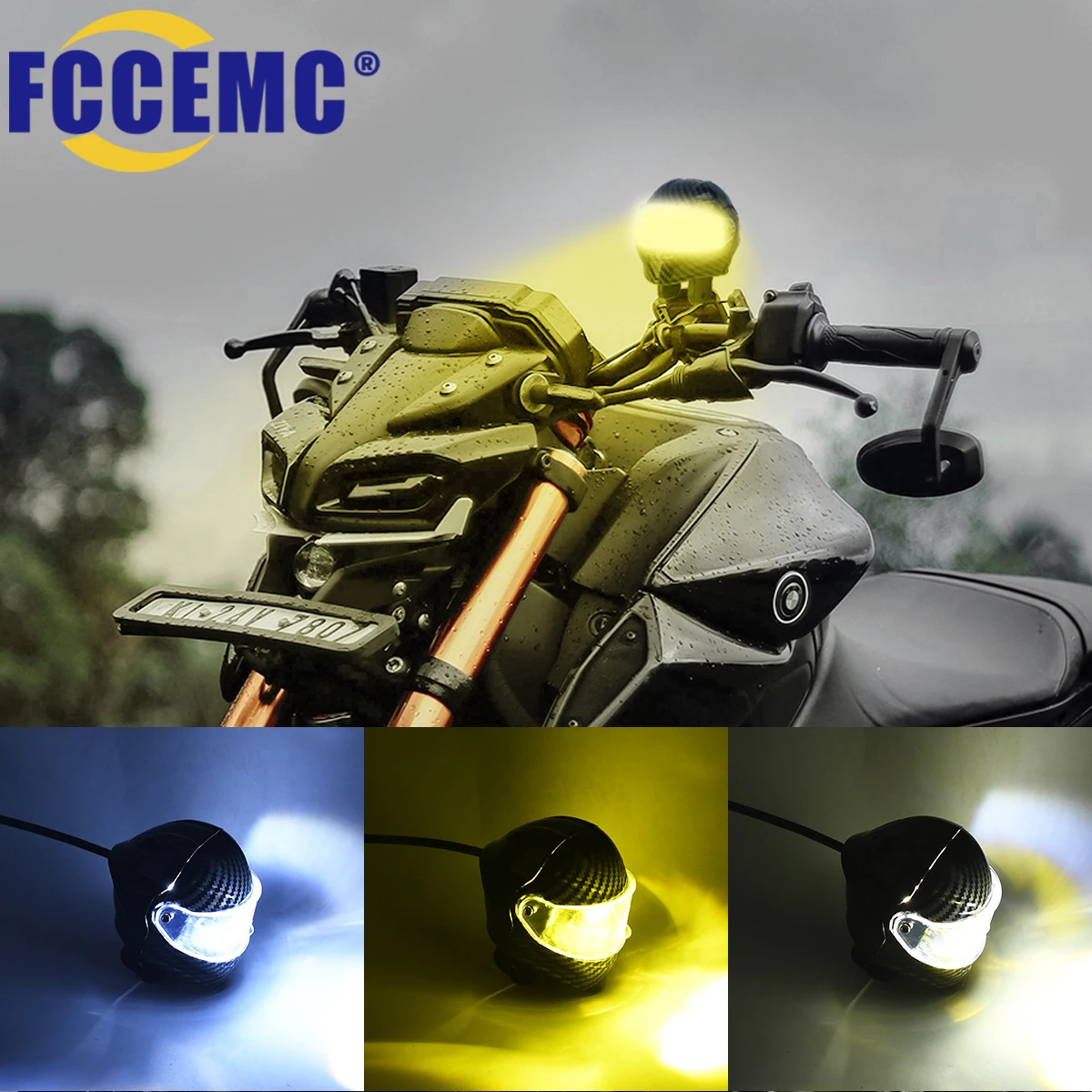 Helmet Shape Motorcycle LED Auxiliary Spotlight White Yellow Fog Light Waterproof Driving Lamp for Motorbike Scooter ATV
