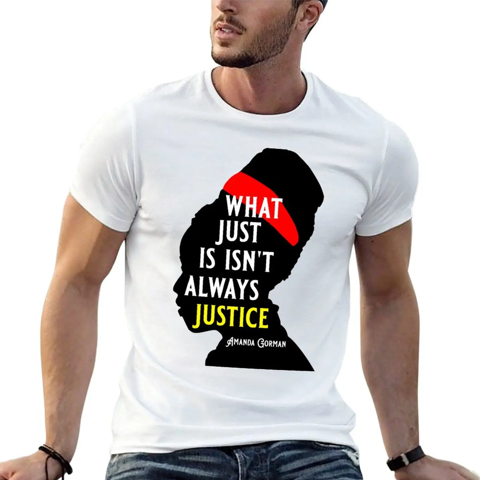 T-shirt de sport anti-humidité avec citations d'Amanda Gorman et poème The Hill We Climb : What Just Isn't Always Justice