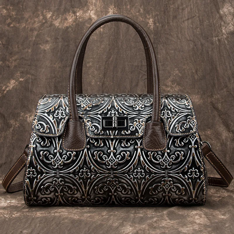 

New leather women's simple retro shoulder bag trendy casual leather messenger handbag fashionable simple versatile business larg