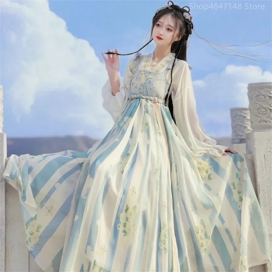 جديد Hanfu الصين عود التقليدية Hanfu مجموعة Vrouwelijke تأثيري حلي زومر رسوم Hanfu فقدان باك الصينية Jurk