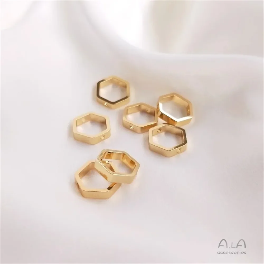 

14k Gold-Color Fittings, Hexagonal Beads, Hexagonal Geometric Beaded Rings, DIY Handmade Beaded Jewelry Materials K058