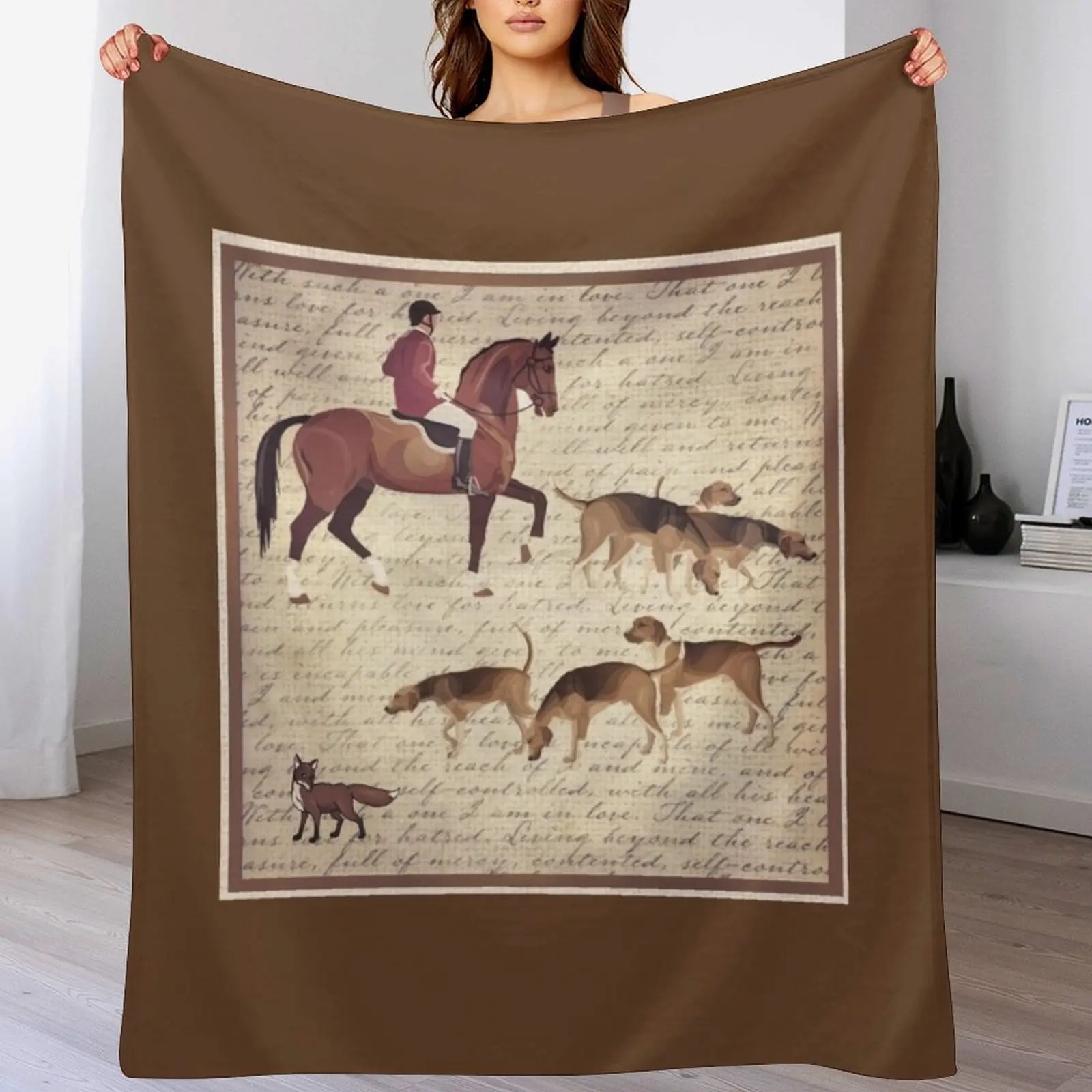 Vintage Handschrift FoxHunt Reitsportdruck Überwurfdecke Weiche große Decken für Baby Anime Beautifuls Decken