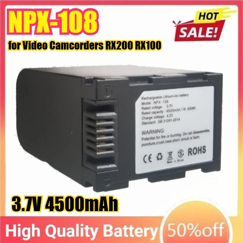 

3.7V 4500mAh NPX-108 Battery for Video Camcorders RX200 RX100 Camera Battery Li-ion Batteries Rechargeable Battery Pack