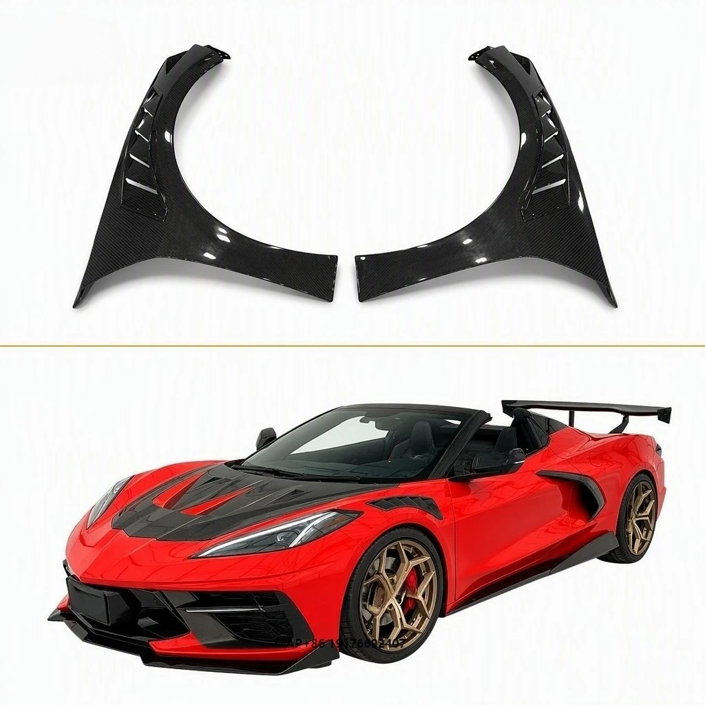 Style Dry Carbon Fiber Front Fenders for  Corvette C8 Coupe Convertible 2020-2026 Corvette C8 Z06 style hood