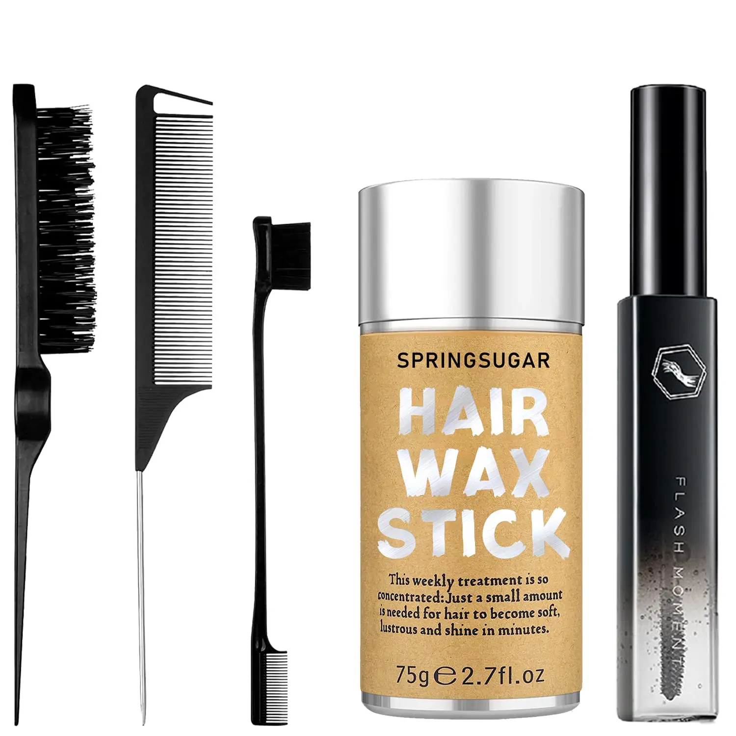 

5-Piece Hair Styling Kit with Wax Stick, Comb & Finishing Tool for Women's Flyaways