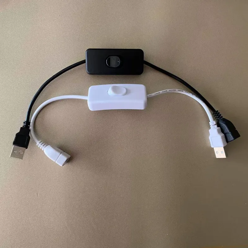 5/10 قطع كابل تبديل USB مع كابل تمديد تشغيل/إيقاف لون أسود أو أبيض لخط إمداد الطاقة بمروحة USB للمصباح