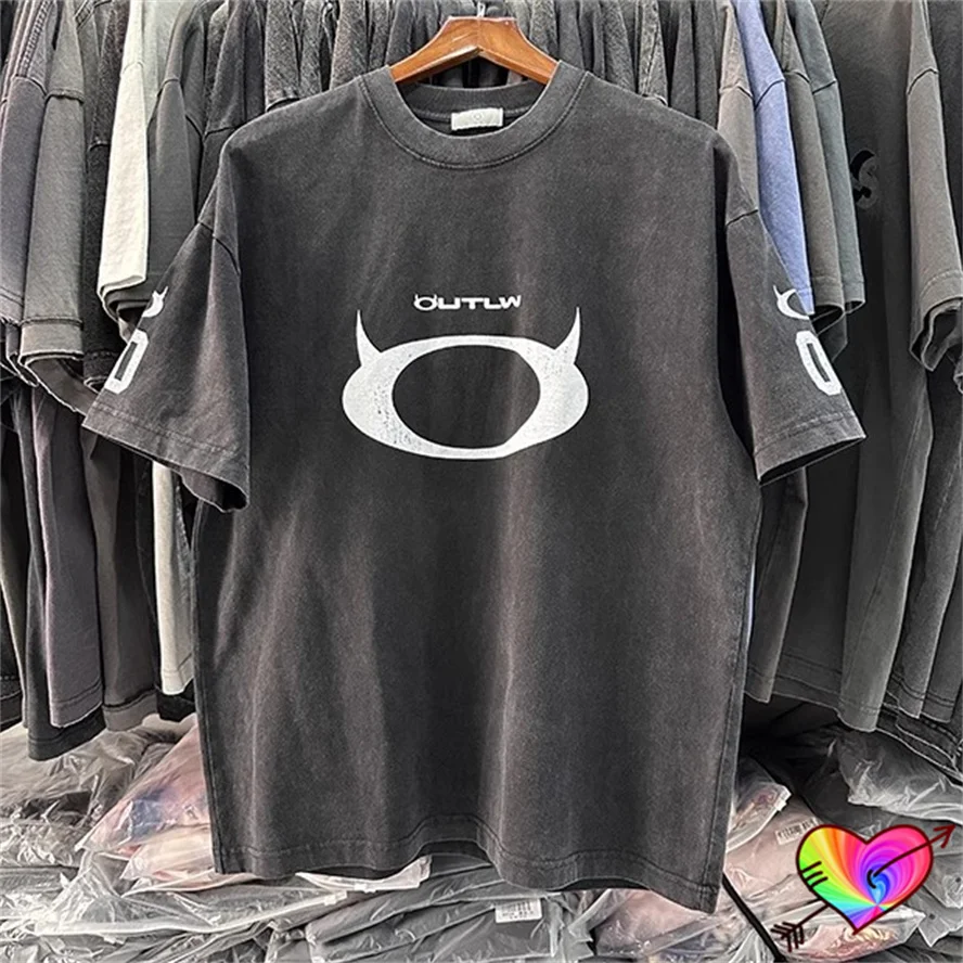 2024 Cartoon Cattle Logo Tee Men Women Vintage Black T-shirt Slightly Oversize Tops Short Sleeve