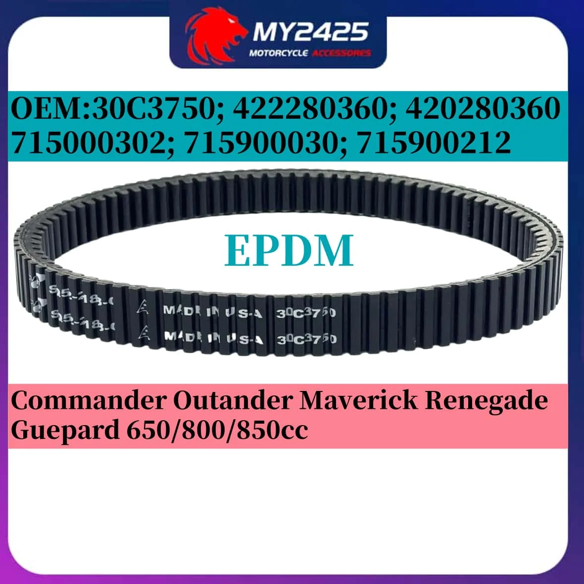 

30C3750 Ремень привода Outlander Renegade EPDM для Guepard 650 800 850cc 422280360 420280360 715000302 715900030 715900212 ремень
